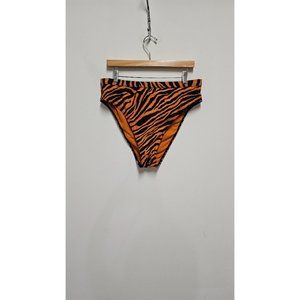 Federick's Of Hollywood Orange And Black Tiger Stripe Print Bikini Bottom High W